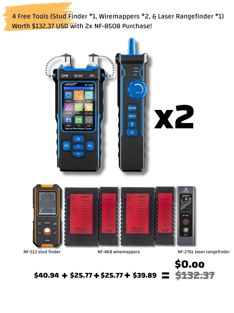 Noyafa NF-8508 Tester de cable multifunción para RJ11/45, Poe, Fiber Optic