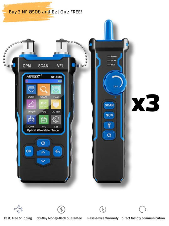 NOYAFA NF-8508 9-in-1 Multifunction Network Cable Tester with Wire Mapping, Tracing, OPM, VFL for Both Fiber Optic and Ethernet Network Maintenance and Troubleshooting