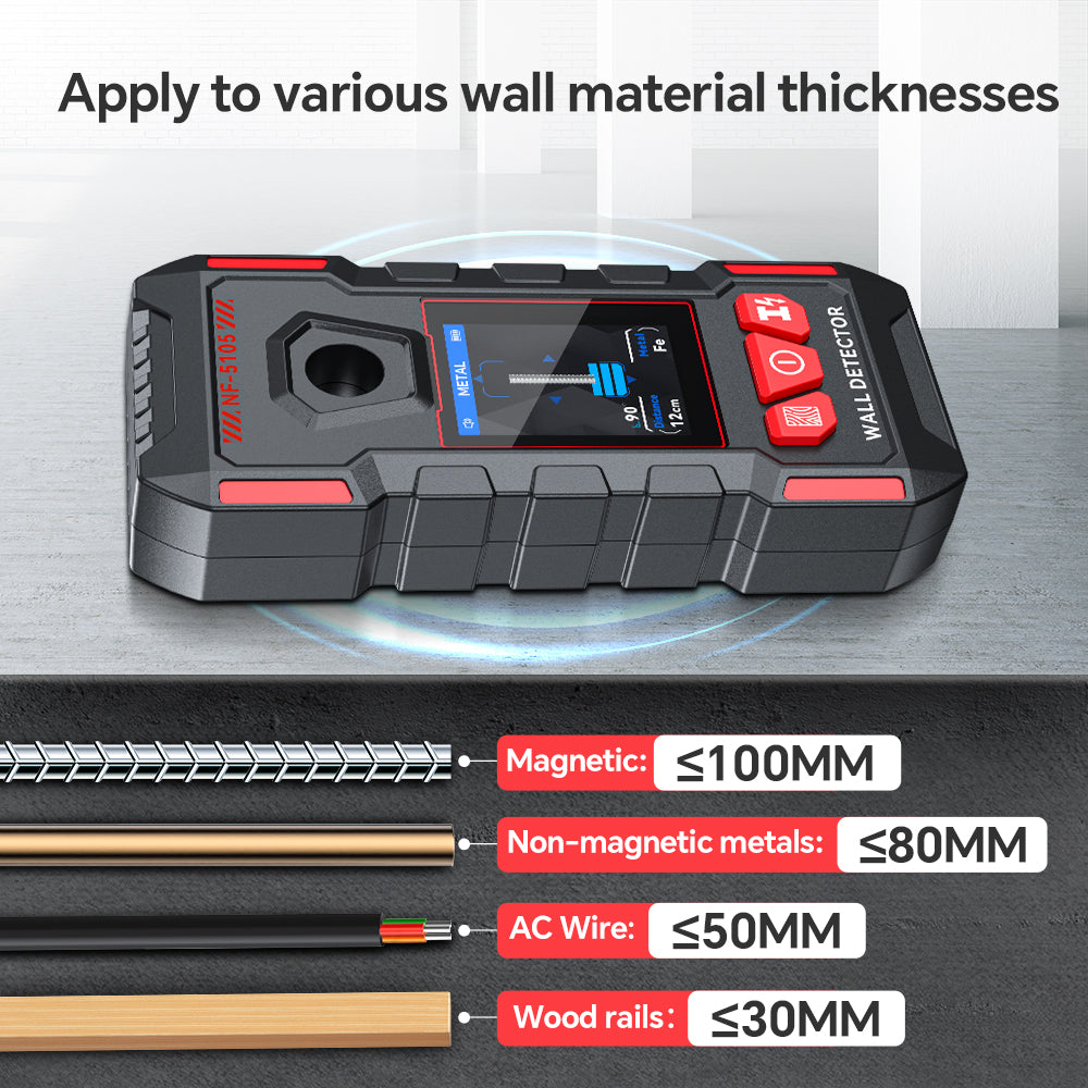 Noyafa NF -5105 Detctor de pared -Sensibilidad, perforación de seguridad, soporte de varias detecciones de materiales