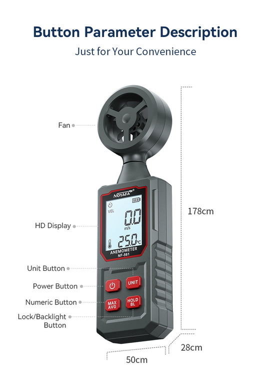 Noyafa NF-561 고정밀 Min Idigital anmometer