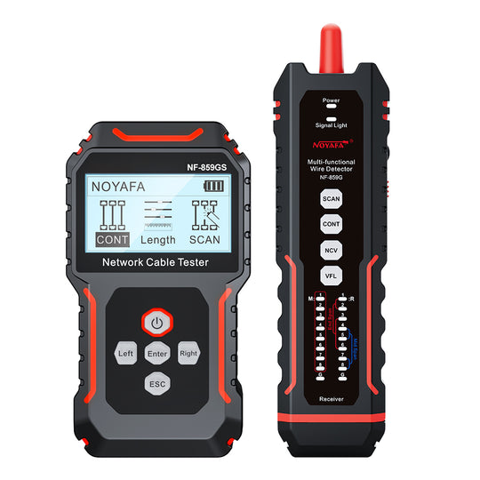 Tester per cavi di rete NOYAFA NF-859GS con posizione di guasto visivo a penna leggera rossa, per POE RJ45 RJ11 CAT5 CAT6 Test di continuità del cavo Continuità/Lunghezza Misura Distanza di guasto/Filo Lan Ethernet Lan