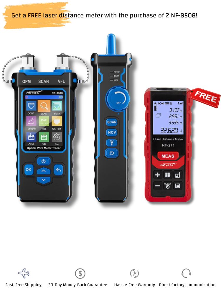 NOYAFA NF-8508 9-in-1 Multifunction Network Cable Tester with Wire Mapping, Tracing, OPM, VFL for Both Fiber Optic and Ethernet Network Maintenance and Troubleshooting