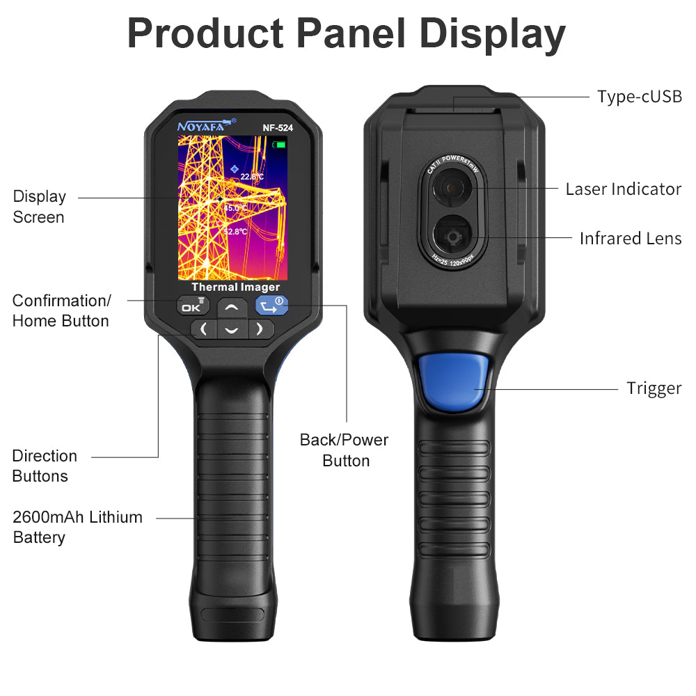 NOYAFA NF-524 Rilevatore di precisione: imager termico multifunzionale per localizzazione dei guasti in tempo reale e monitoraggio della temperatura intelligente