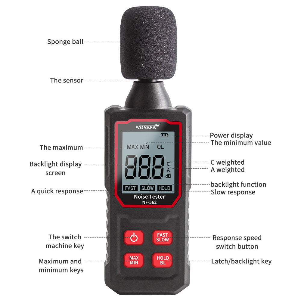 Digital Sound Level Meter 30~130dBA Measurement A/C Weighing