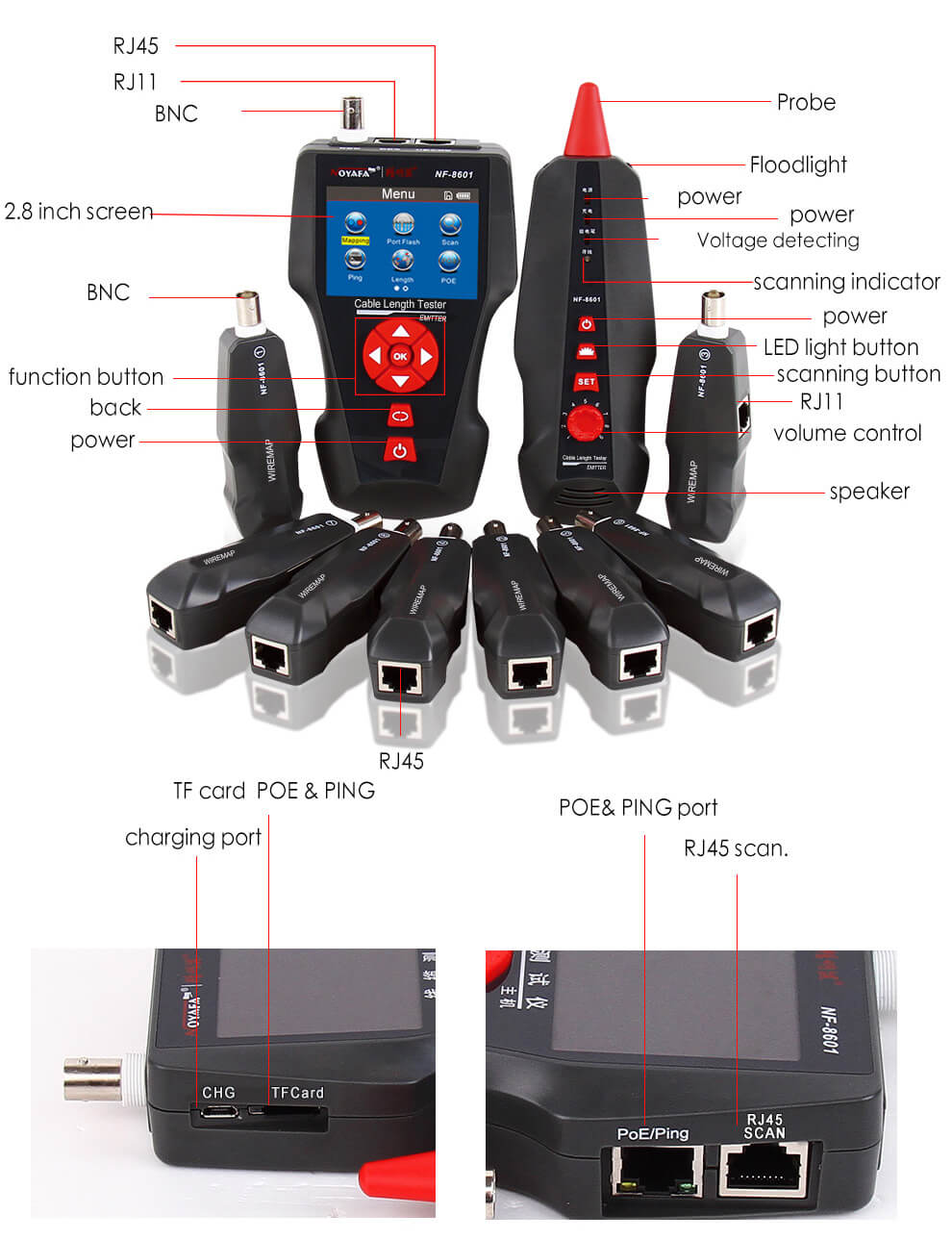 Factory Price NOYAFA NF-8601W Multitasking Network Toner with Ping