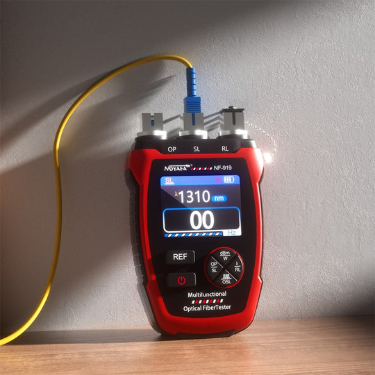 NOYAFA NF-919 Tester de fibra óptica multifuncional: medidor de potencia óptica integrada, fuente de luz y VFL