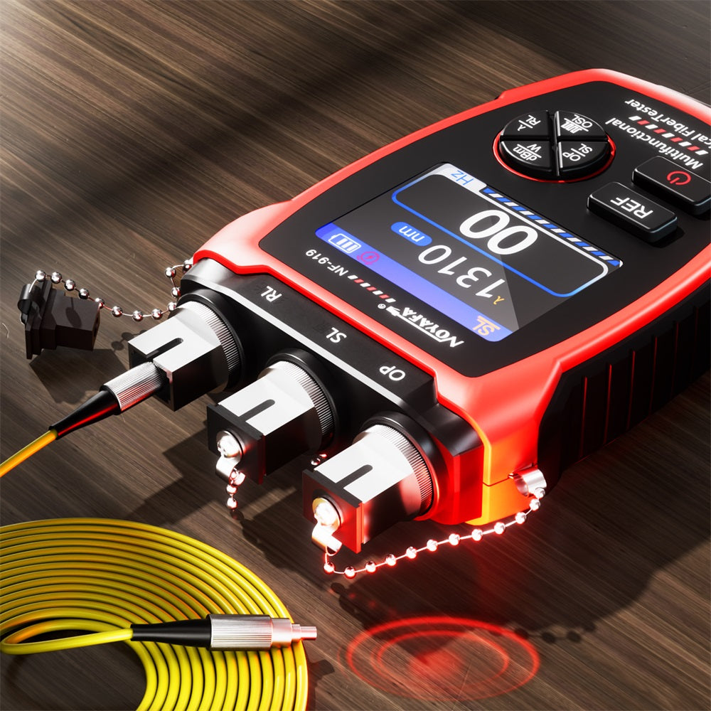 NOYAFA NF-919 Tester in fibra ottica multifunzionale: misuratore di potenza ottica integrato, fonte di luce e VFL