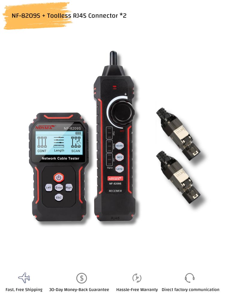 NOYAFA NF-8209S Network Cable Tester and Tracer with Anti-jamming Porbe, Crimp, PoE Port