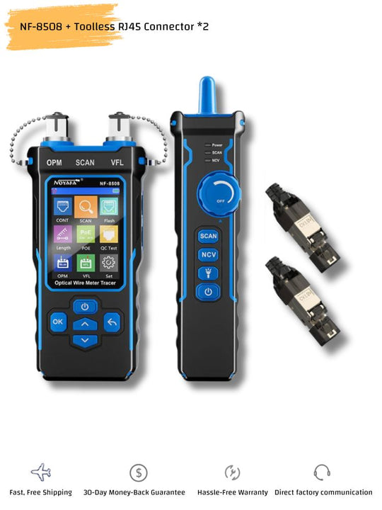 NOYAFA NF-8508 9-in-1 Multifunction Network Cable Tester with Wire Mapping, Tracing, OPM, VFL for Both Fiber Optic and Ethernet Network Maintenance and Troubleshooting