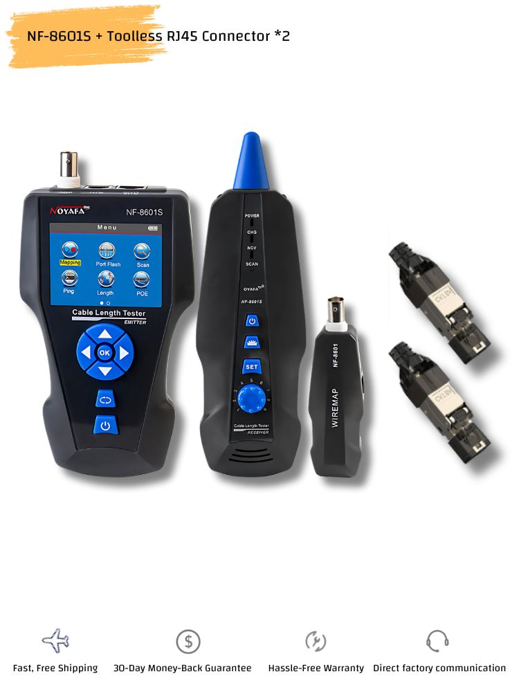 Noyafa NF-8601S TDR Cable Tracer Tester with PoE / Ping for RJ45, RJ11, BNC, Metal Cables