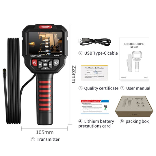 Noyafa NF-615 Industrial Handheld HD内視鏡カメラ3.5インチIPSスクリーン、IP67防水、1080p解像度、柔軟なケーブルを備えたカメラ